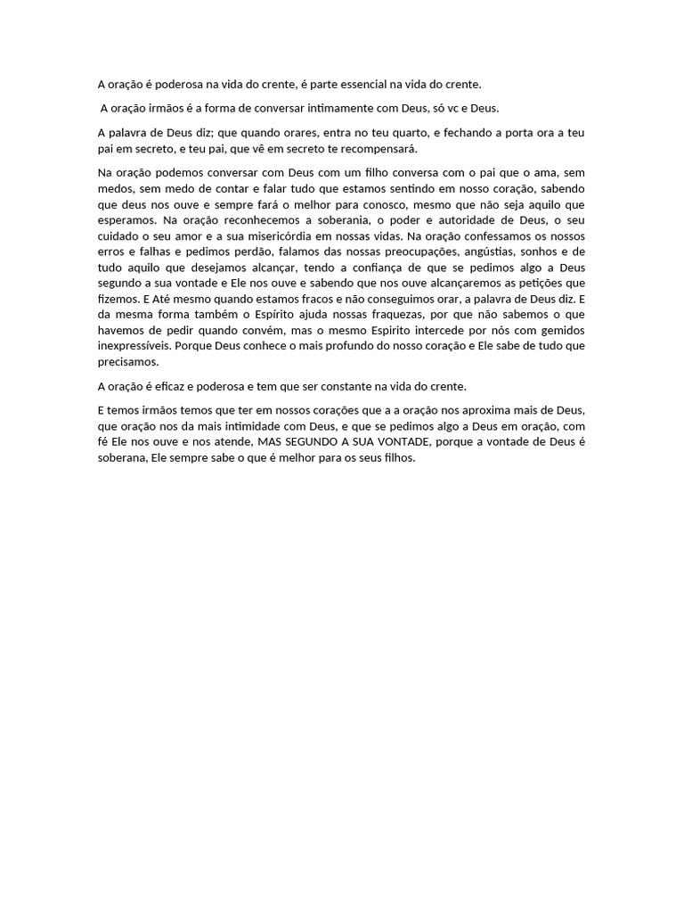 O Poder da Oração na Vida do Crente | PDF