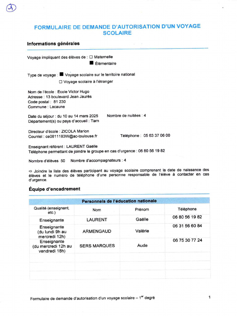 1 Formulaire Autorisation | PDF