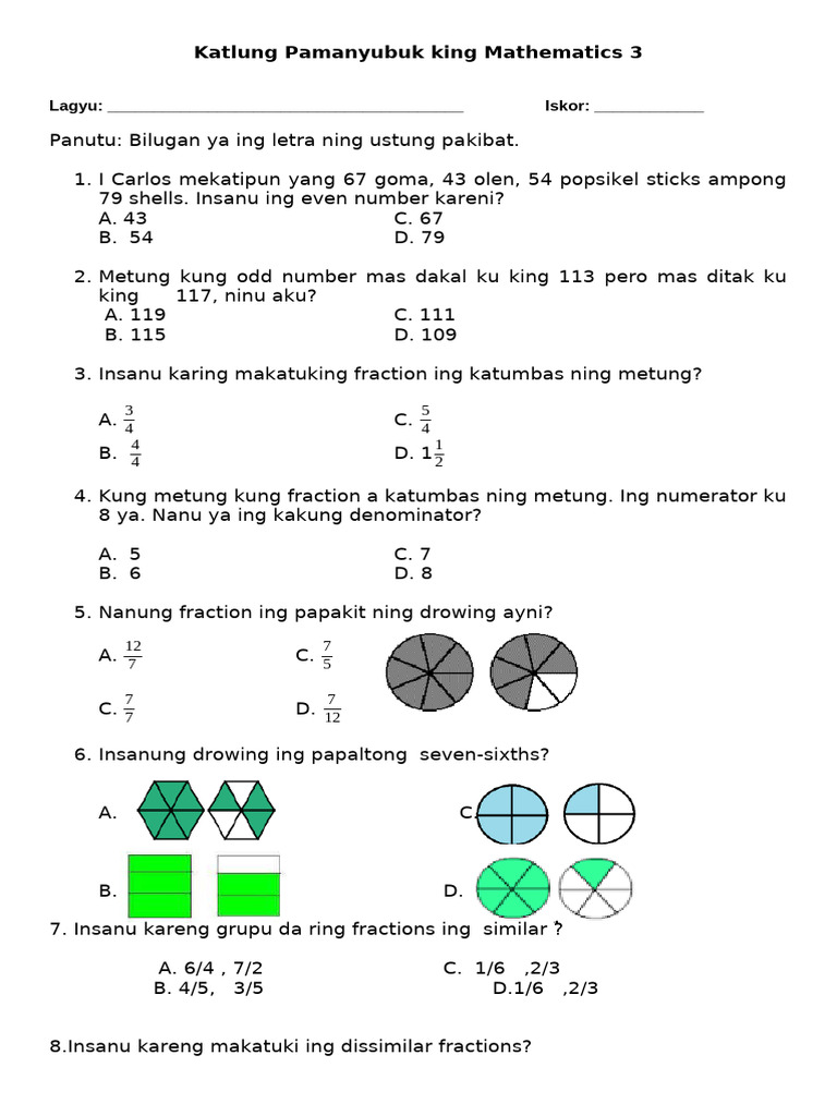3rd Periodic Test Math 3 | PDF | Elementary Mathematics | Lexicology