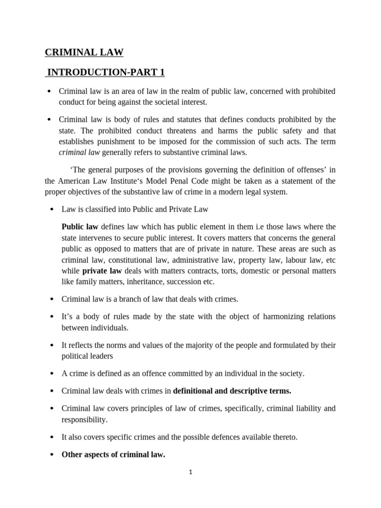 CRIMINAL LAW 1 NOTES- FINAL | PDF | Crimes | Crime & Violence