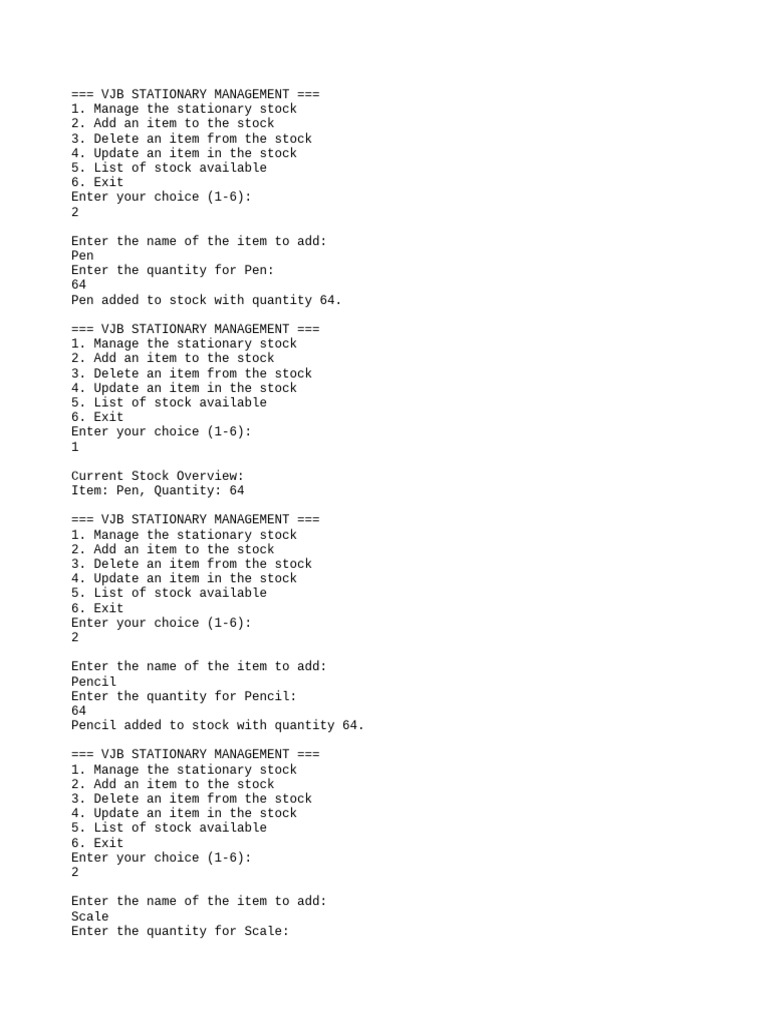 Stationary Stock Management System | PDF | Computing | Computer Programming