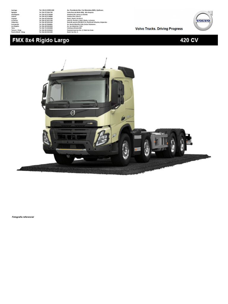 Camión Volvo FMX 8x4 Rígido 420 CV | PDF | Eje | Camión