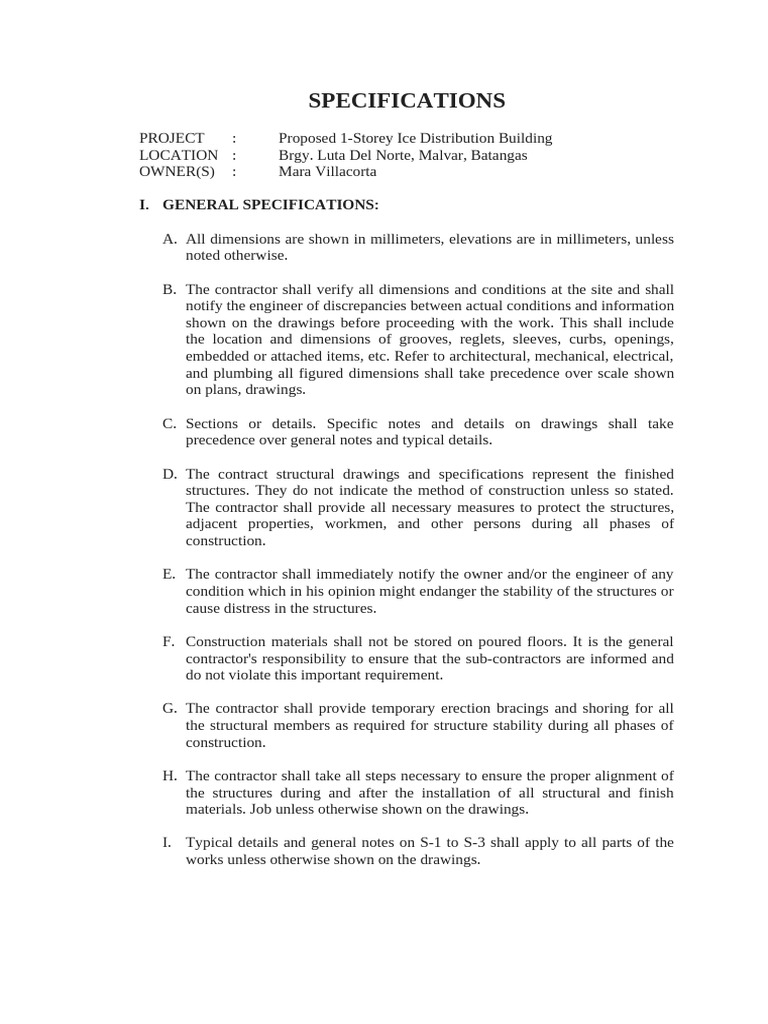 Ice Distribution Building Specifications | PDF