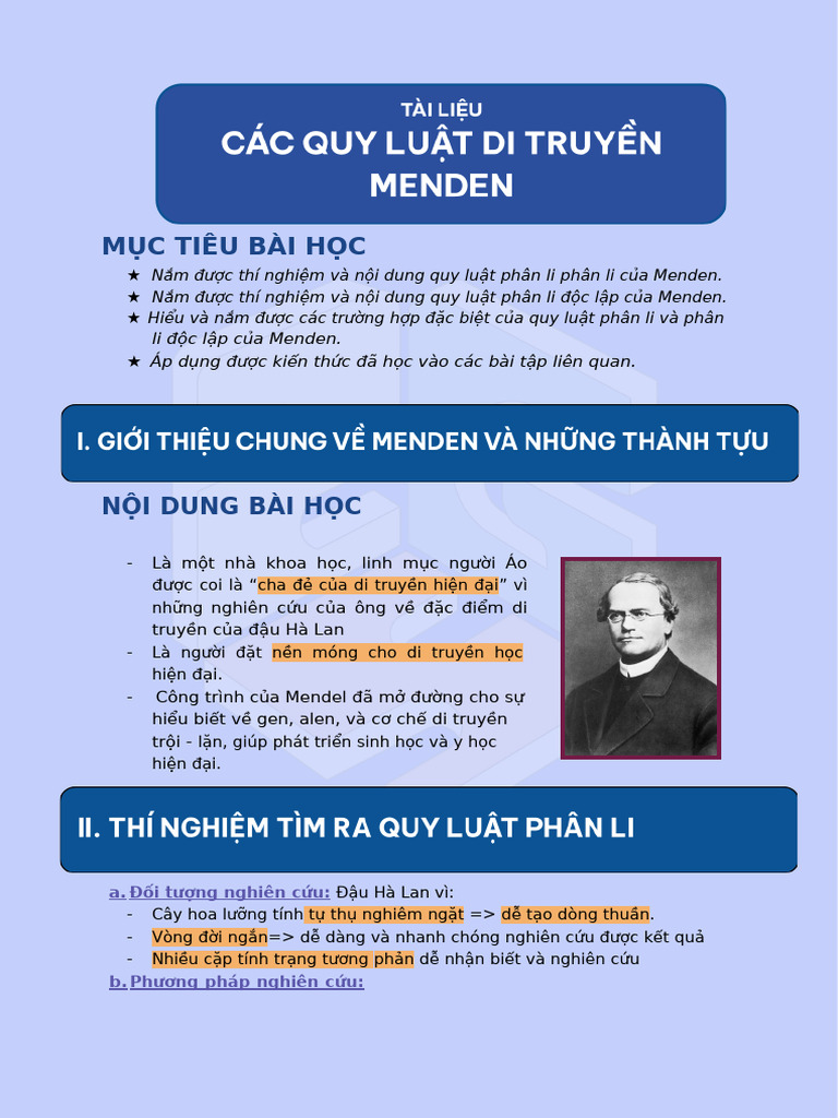 các quy luật di truyền của menden | PDF