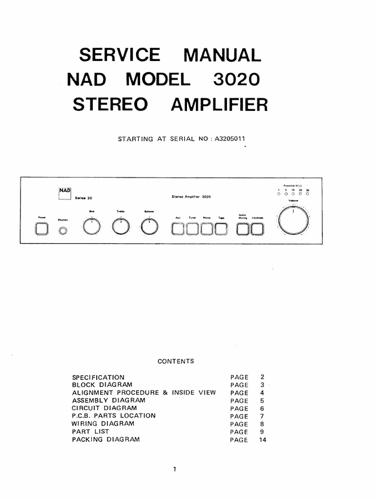 Nad 3020 Service Manual | PDF
