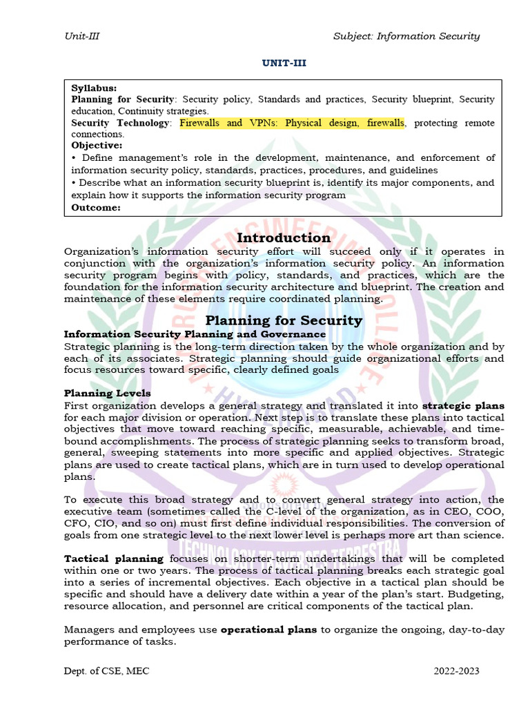 Information Security Planning and Governance | PDF | Information ...