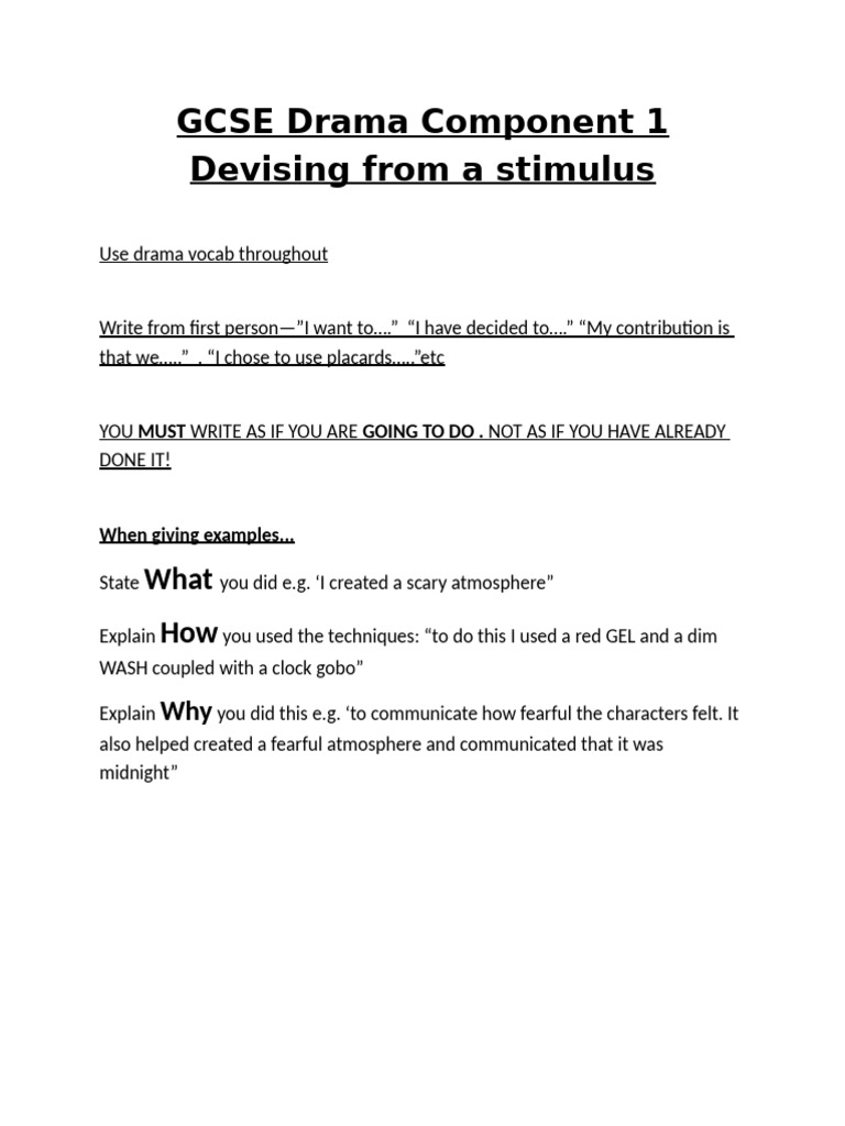 GCSE Drama Devising Techniques Guide | PDF