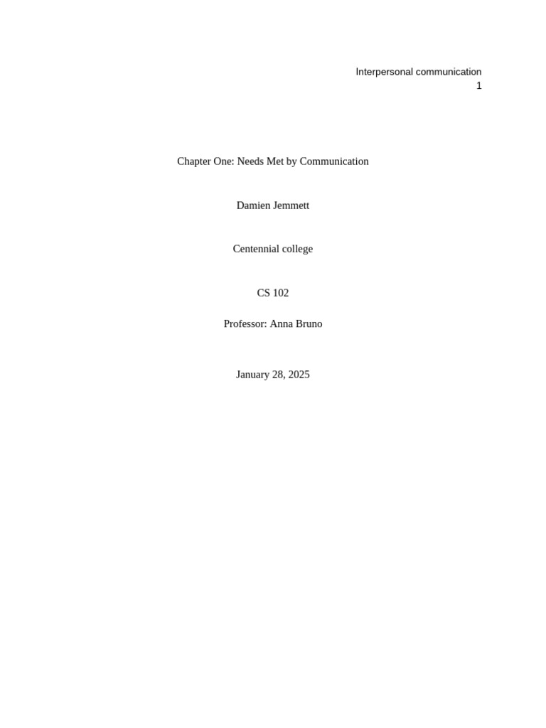 Comm. Theory 1 | PDF | Communication | Interpersonal Relationships