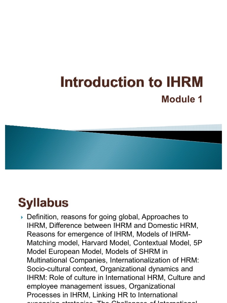IHRM Models and Cultural Contexts | PDF | Human Resource Management ...