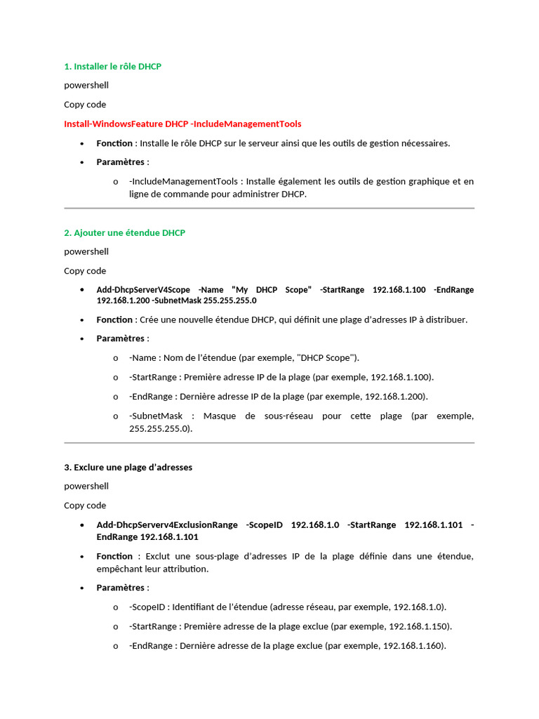 Installation et configuration du rôle DHCP | PDF | Adresse IP ...