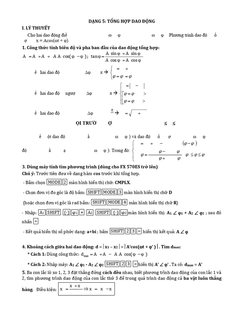 Dạng 5. Tổng Hợp Dao Động | PDF