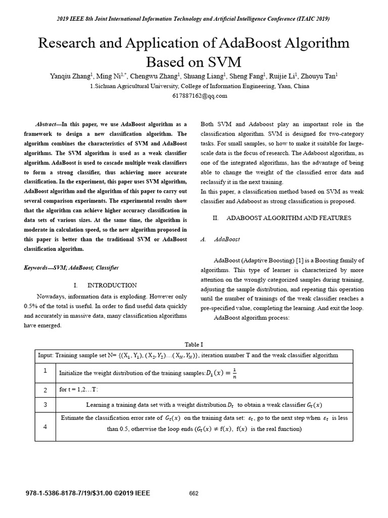 Adaboost | PDF | Support Vector Machine | Machine Learning