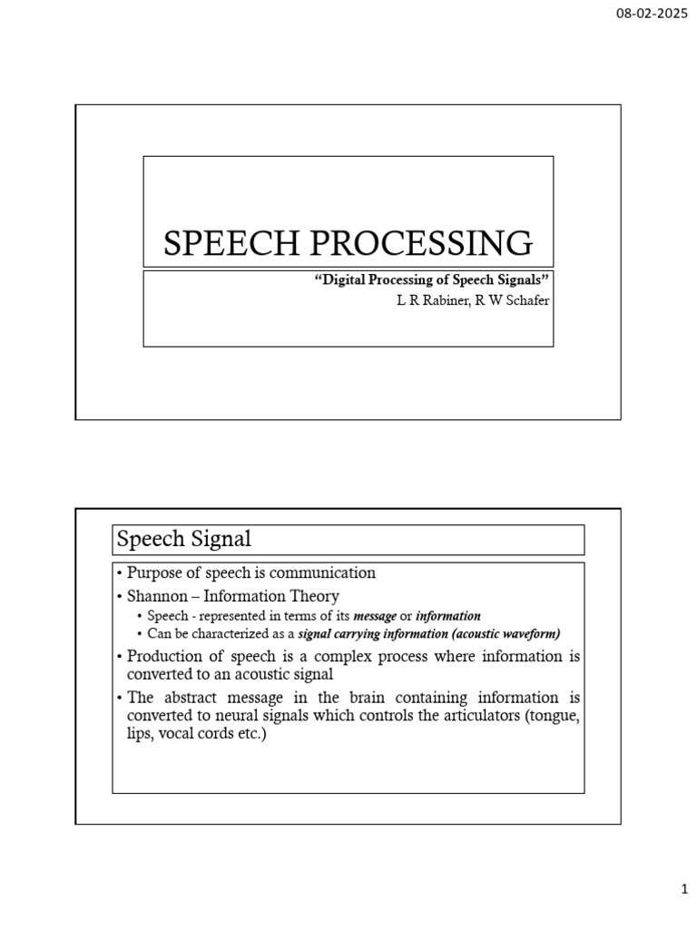 Speech Processing | PDF | Information | Speech