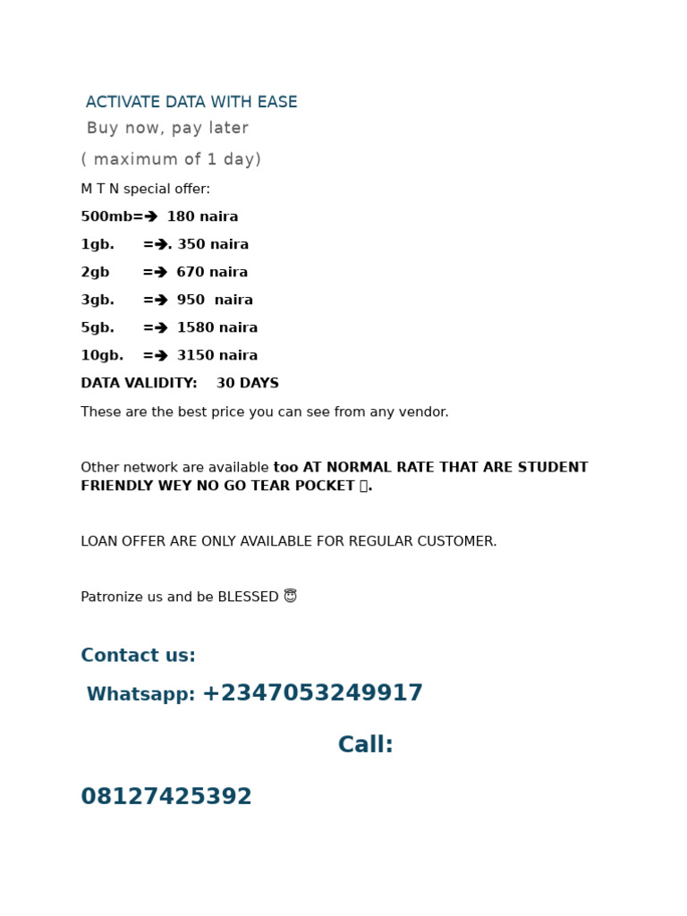 Affordable Data Plans and Offers | PDF
