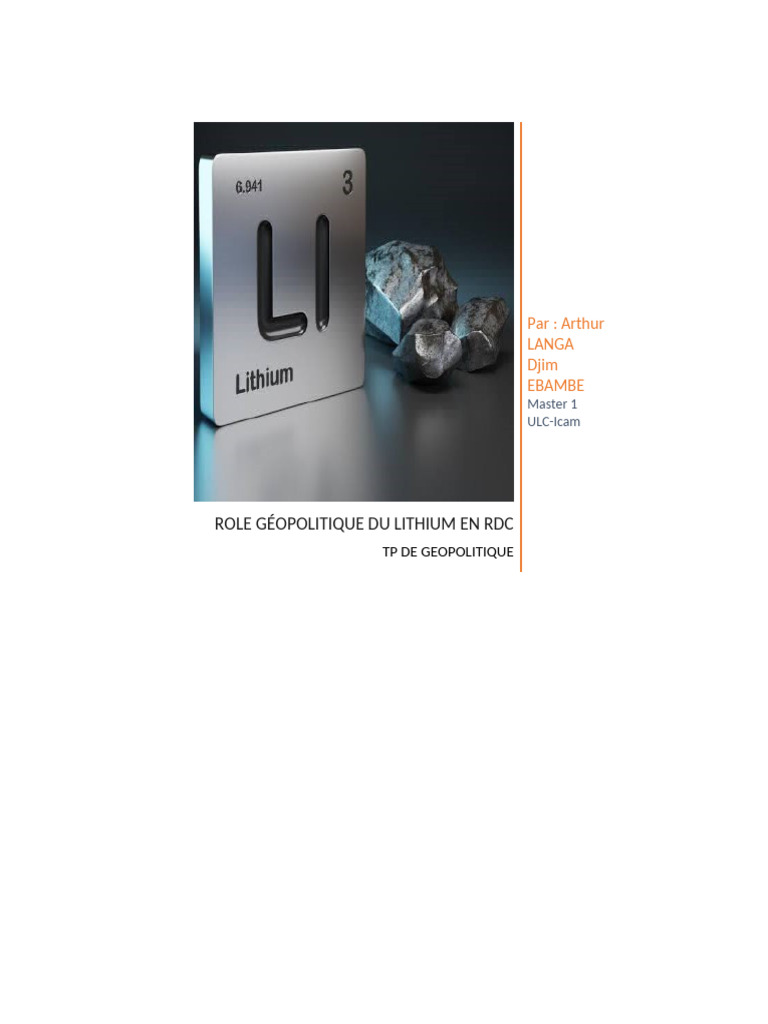 Géopolitique du lithium en RDC | PDF | Lithium | Environnement naturel