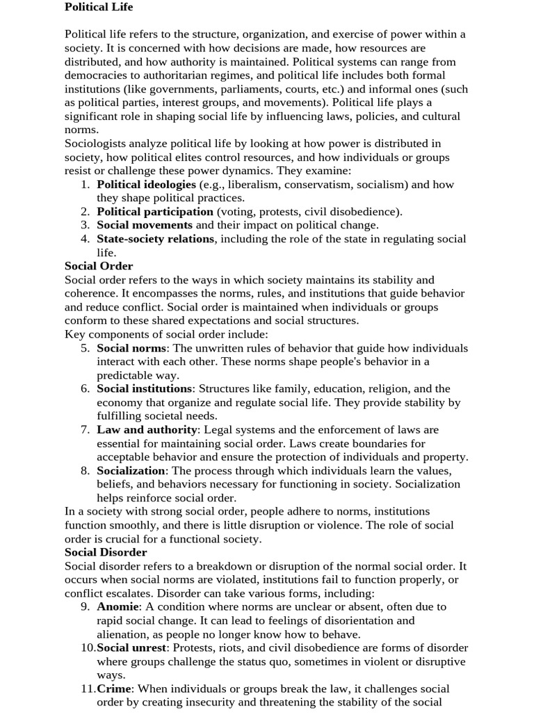 Understanding Political and Social Order | PDF | Institution | Social ...