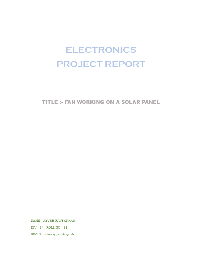 Solar-Powered Fan Project Report | PDF