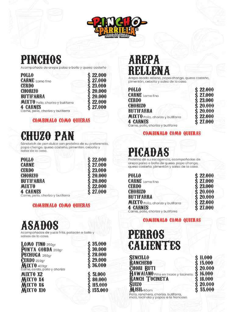 Menu Pincho & Parrilla | PDF