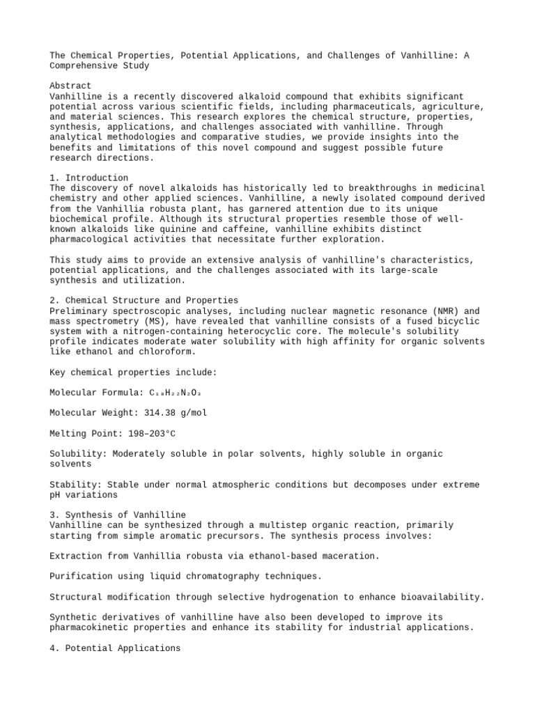 The chemical properties potential of vanhilline class search pdf