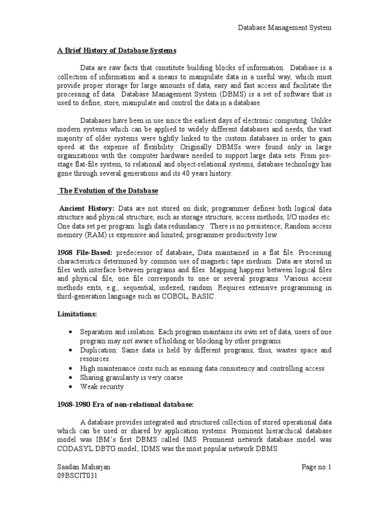 A Brief History of Database Systems | PDF | Relational Database | Databases