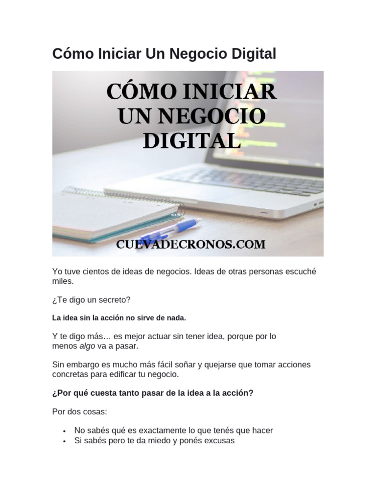 Cómo Empezar un Negocio Digital Exitoso | PDF | Blog | Internet