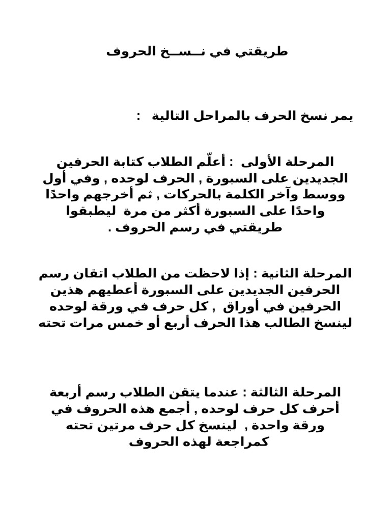 طريقتي في نسخ الحروف | PDF