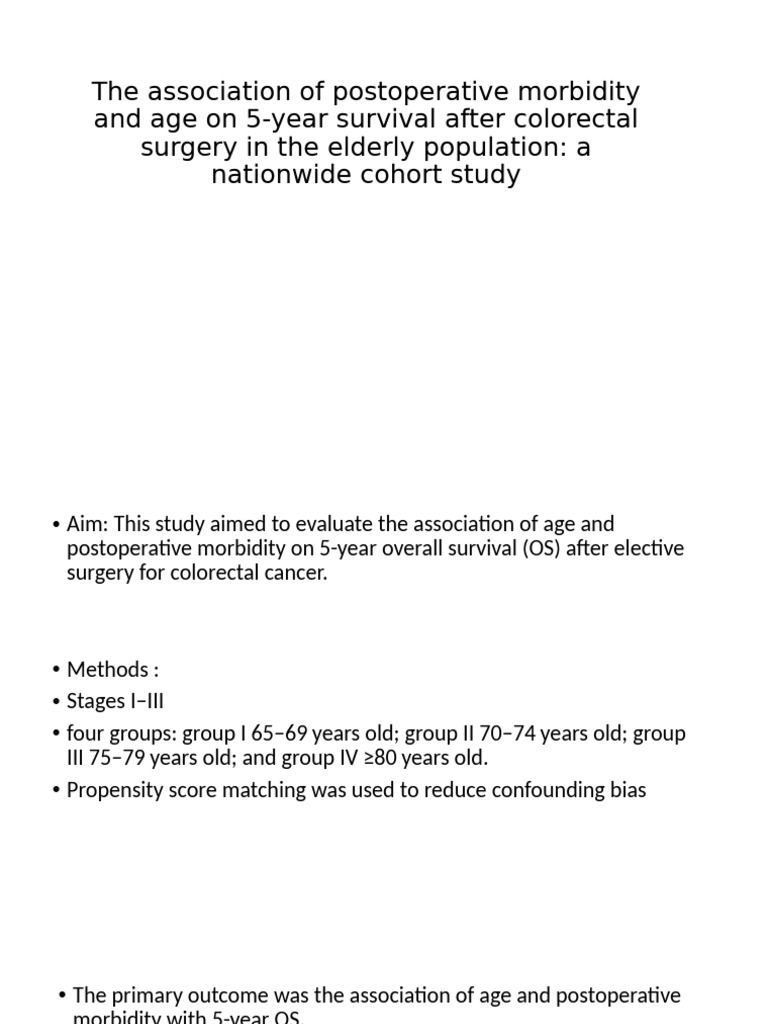 The Association of Postoperative Morbidity and Age On | PDF | Cohort ...