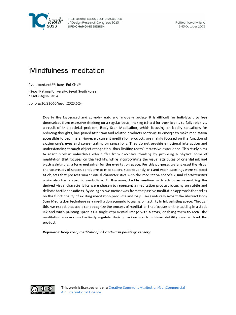 Product Design Proposal For A Relaxation Space With - Mindfulness | PDF ...