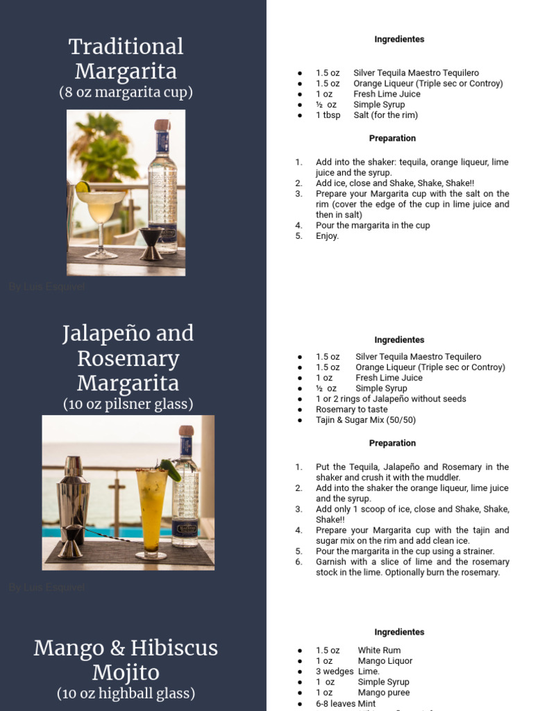 Easy Margarita and Mocktail Recipes | PDF | Mixed Drinks | Cocktails
