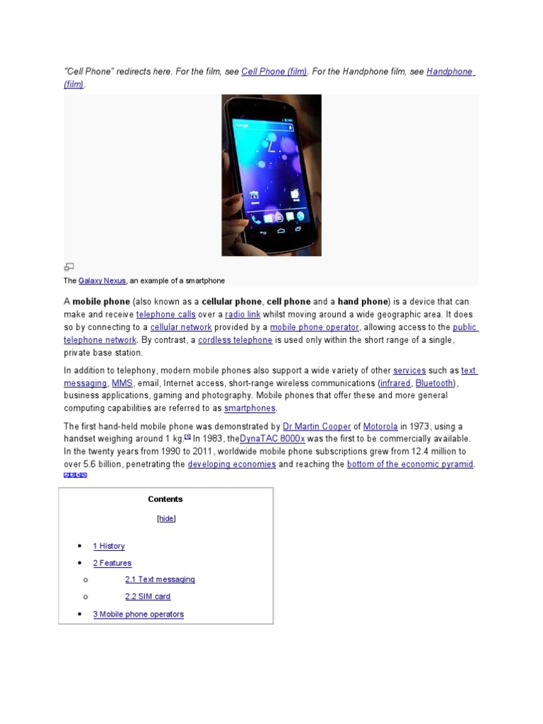 Cell Phone | PDF | Mobile Phones | 4 G