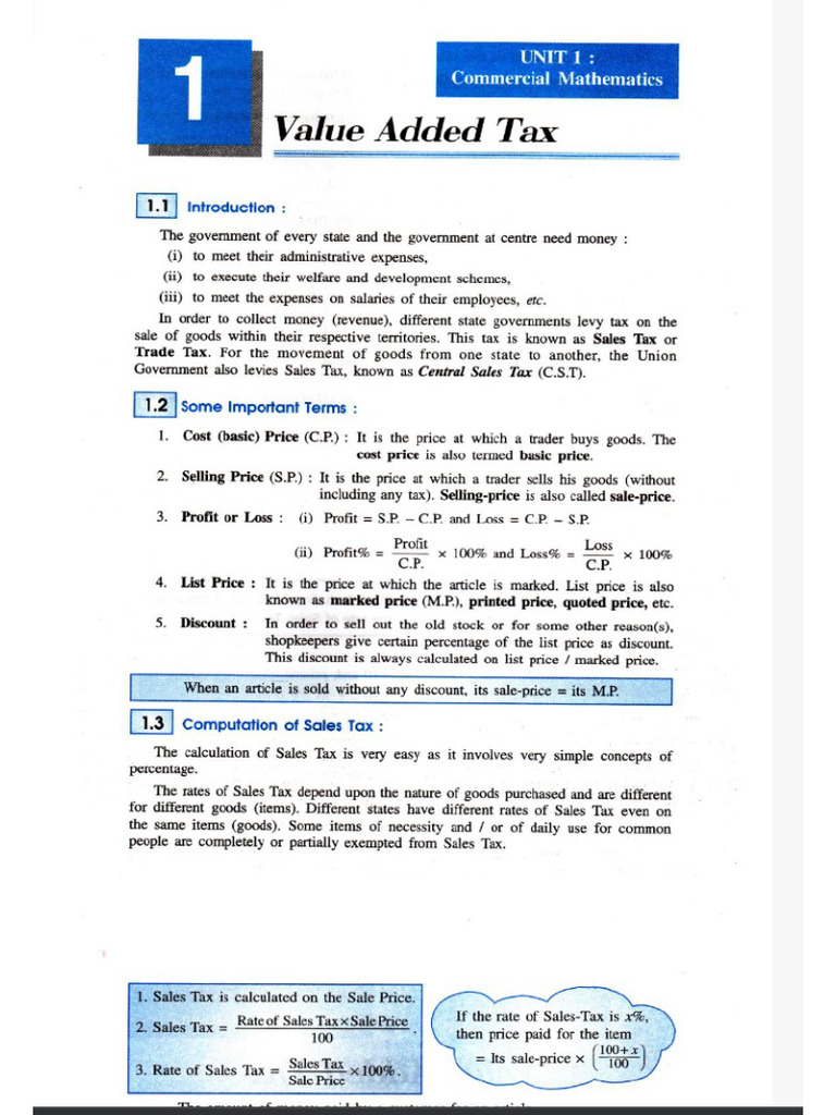 X Maths Chapter GST | PDF