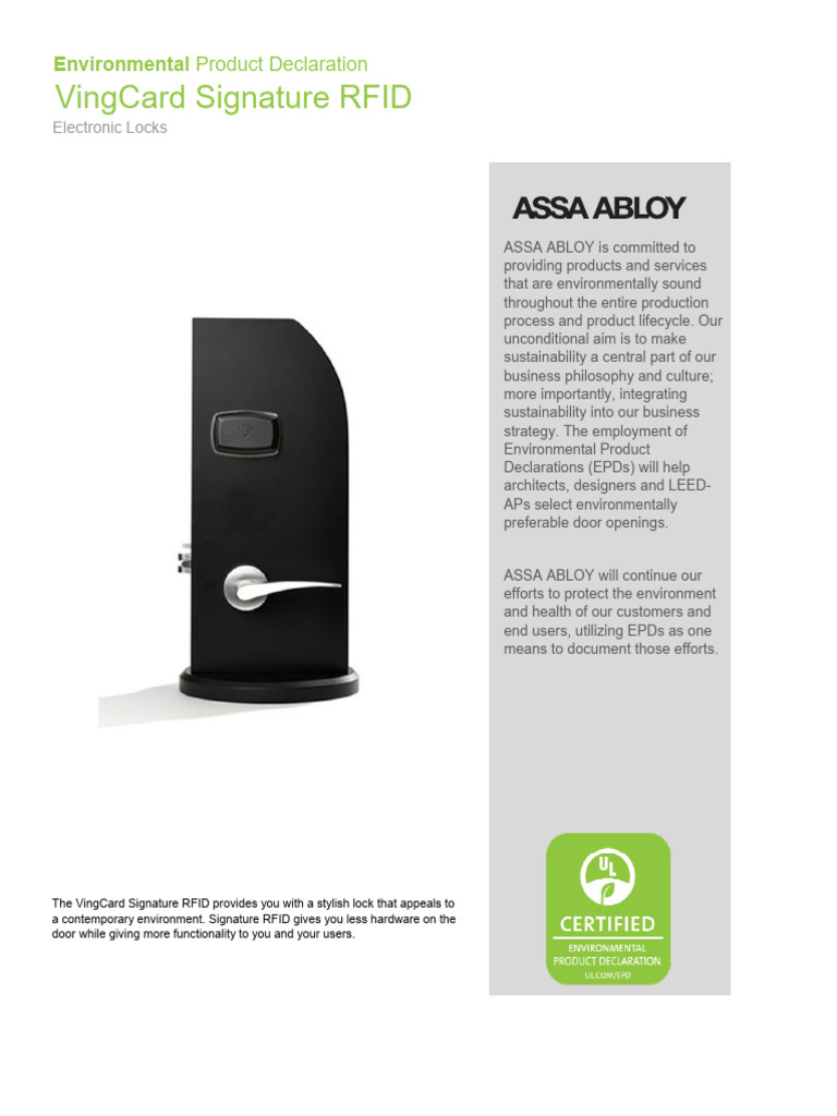 VingCard_Signature | PDF | Life Cycle Assessment | Waste Management