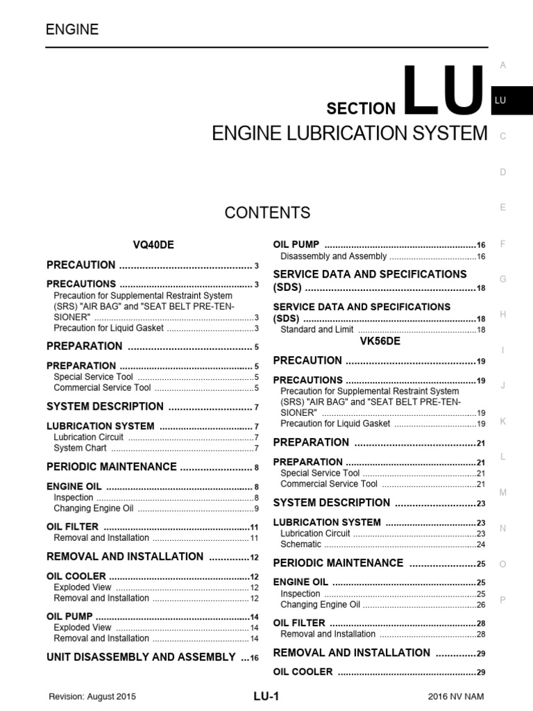Engine Lubrication System Guide | PDF | Airbag | Leak