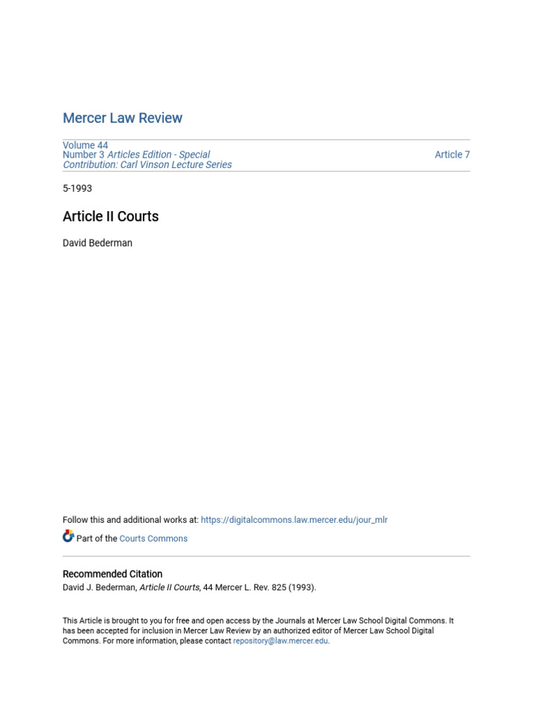 Article II Courts | PDF | Article Three Of The United States ...