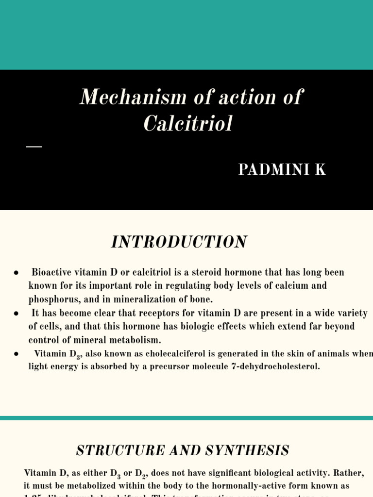 Calcitriol Mechanism of Action Explained | PDF | Vitamin D | Biotechnology