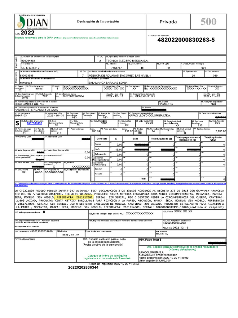 Seca Cintas 201 | PDF