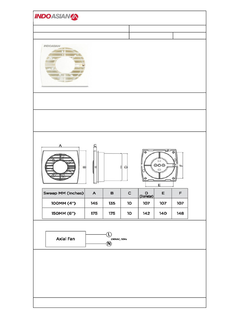 Axial Fan Technical Data Sheet | PDF