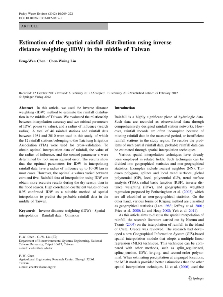 Estimation of The Spatial Rainfall Distribution Using Inverse Distance ...