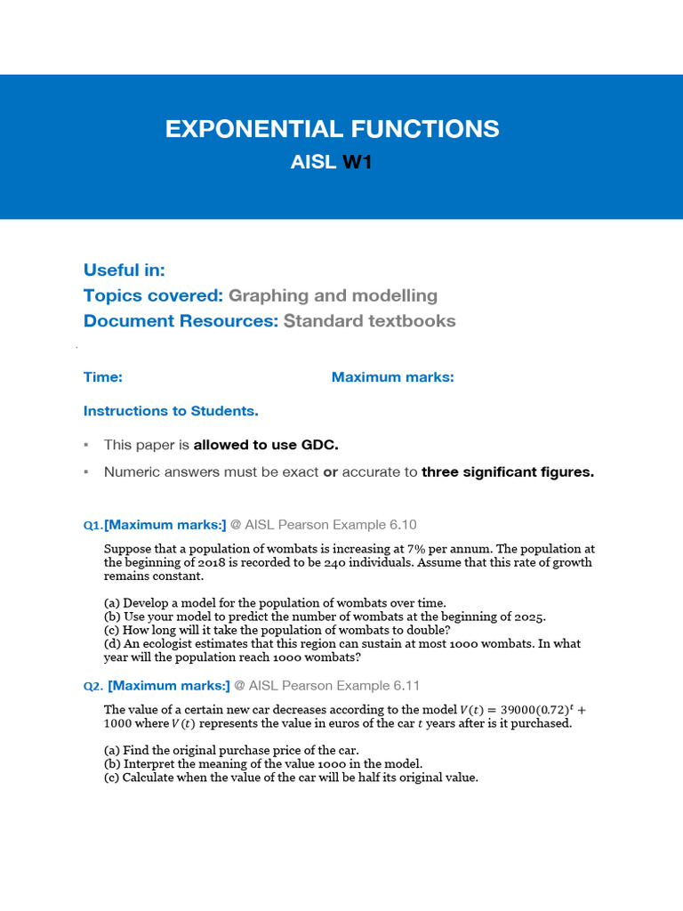 Exponential Functions Modeling Guide | PDF