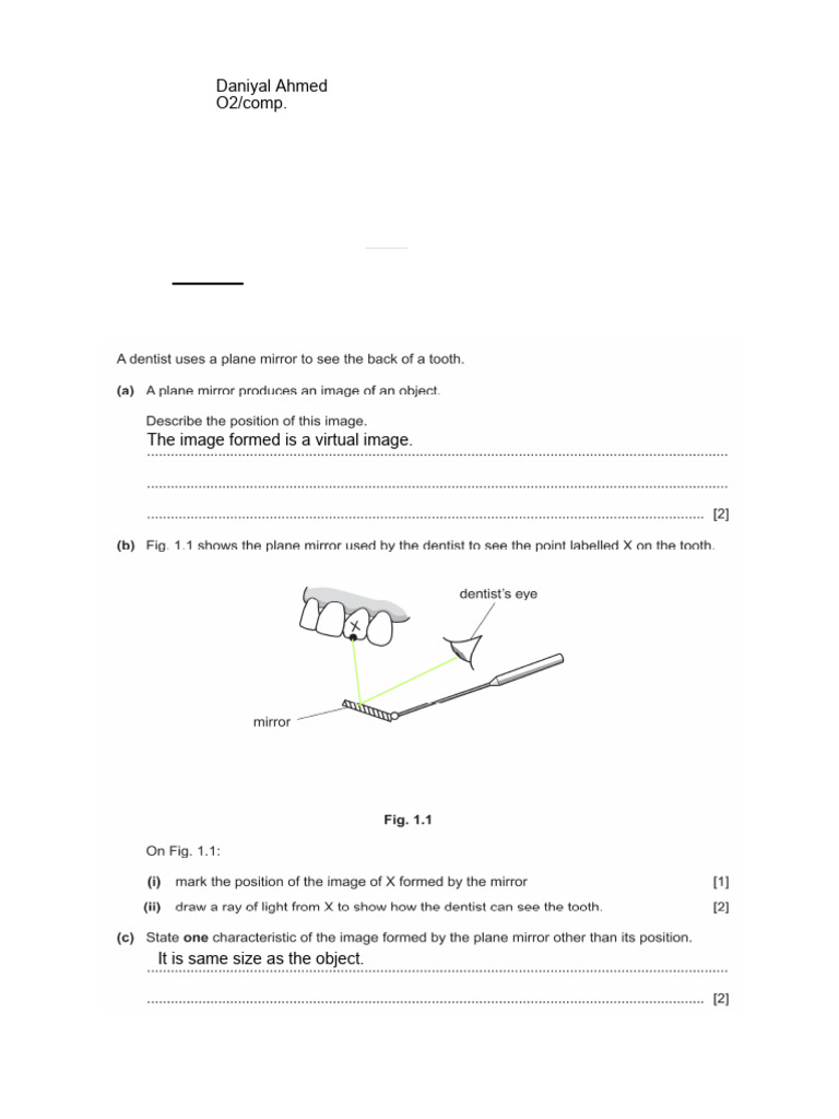 Physics Test on Light and Images | PDF