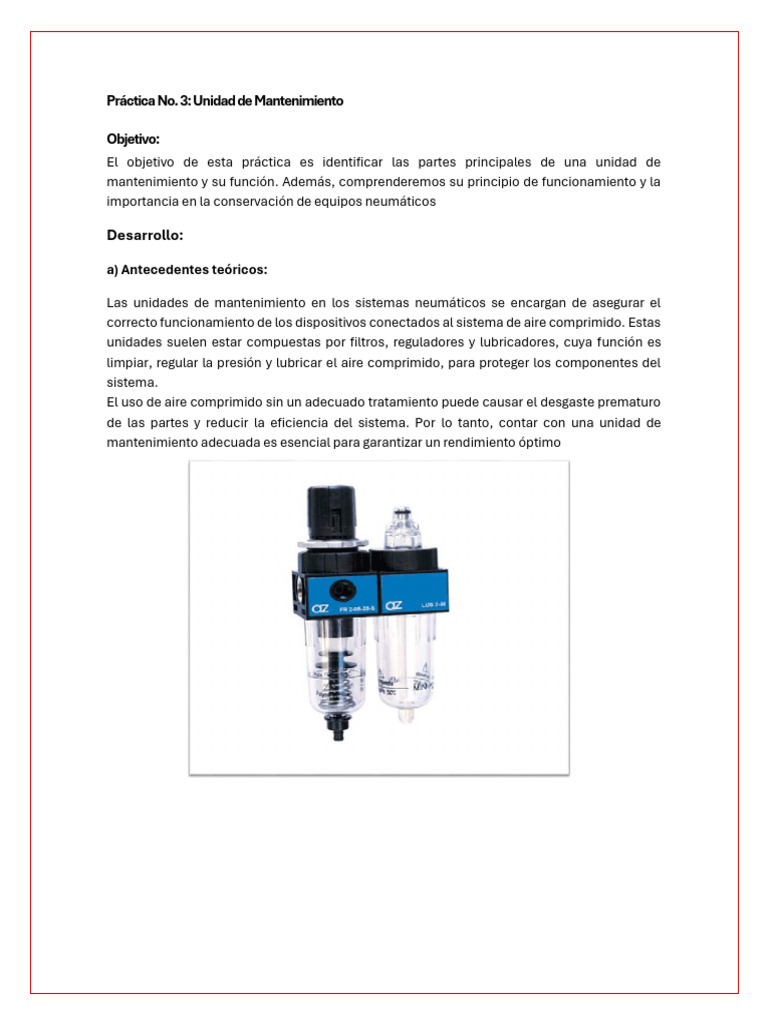 Unidad de Mantenimiento Neumática | PDF | Filtración | Neumático