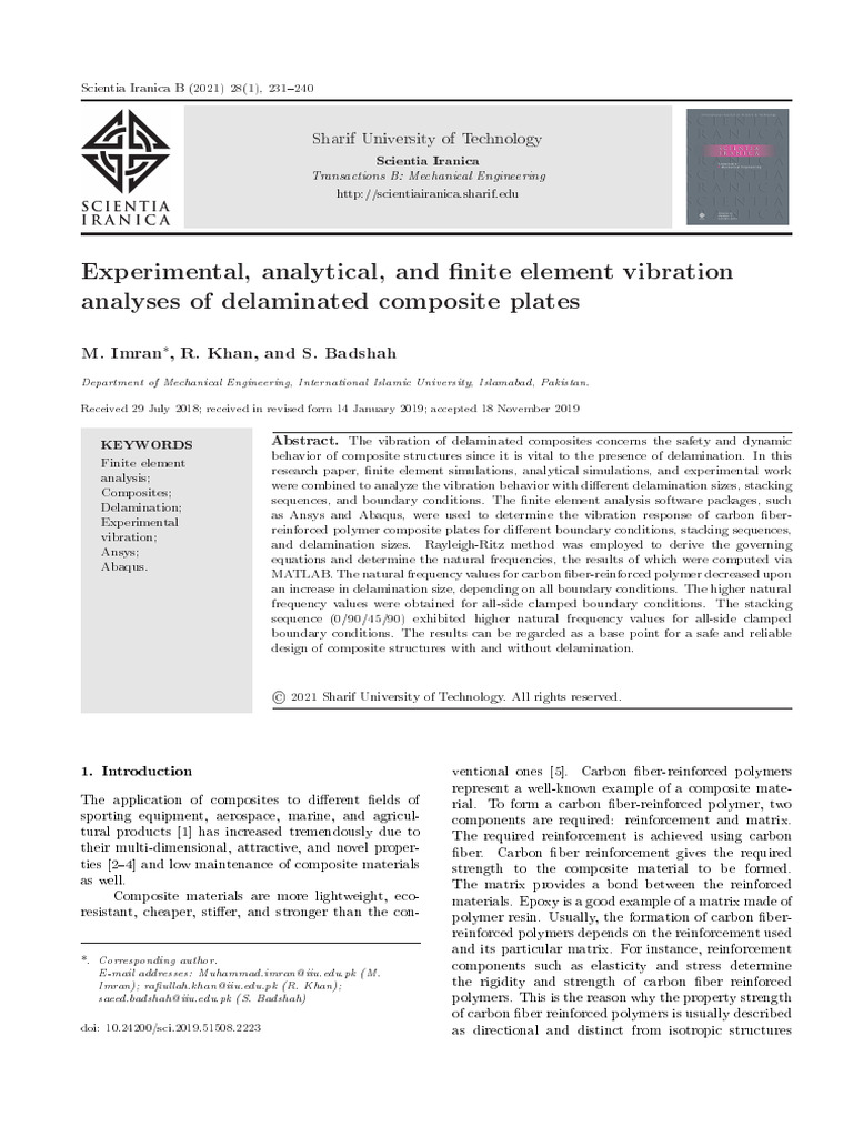 Vibration Analysis of Delaminated Composites | PDF | Composite Material ...
