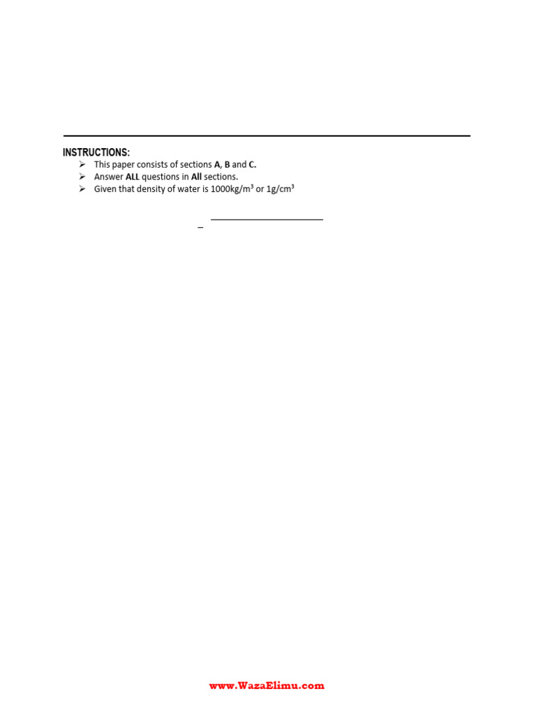 Form Two Physics Pre-National Exam | PDF | Newton's Laws Of Motion | Force