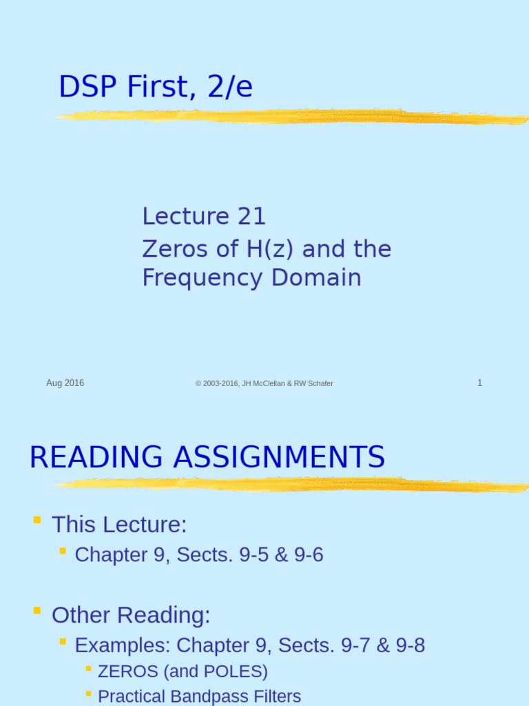 Zeros and Frequency Response in H(z) | PDF | Zero Of A Function ...