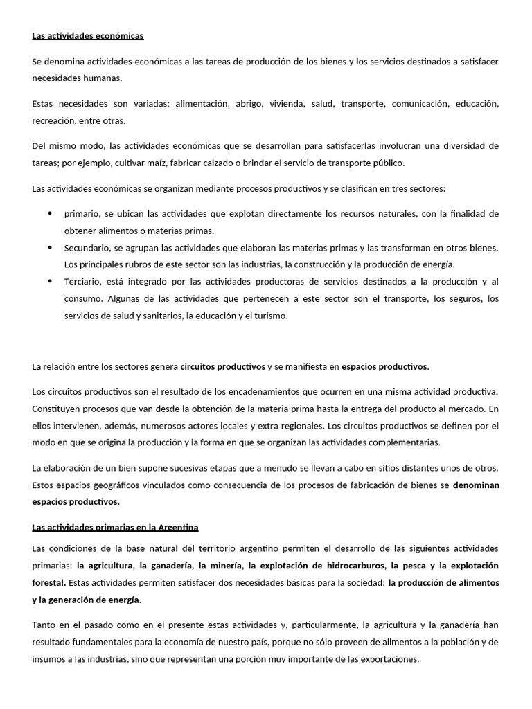 Las Actividades Económicas | PDF | Agricultura | Minería