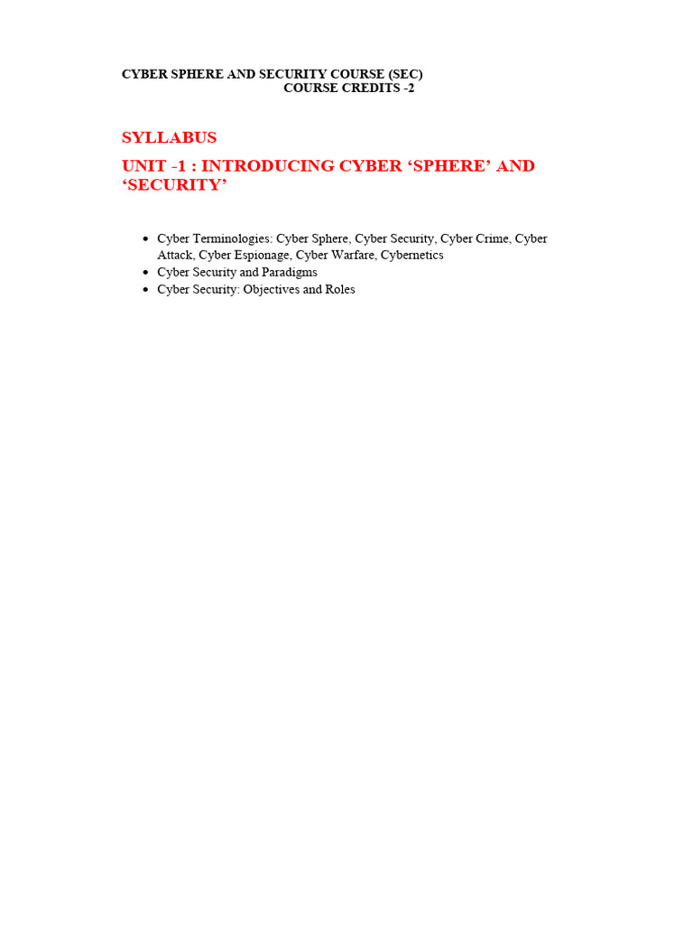 Cyber Sphere and Security Overview | PDF | Security | Computer Security