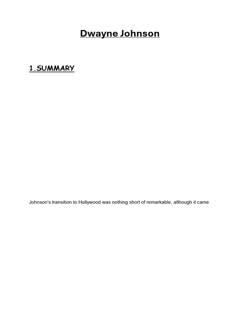 Dwayne Johnson: From Wrestling to Hollywood | PDF | Professional ...
