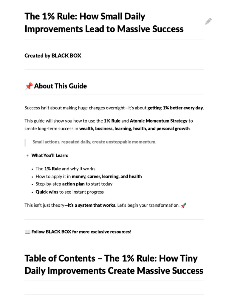 Mastering Success with the 1% Rule | PDF | Learning | Mindset