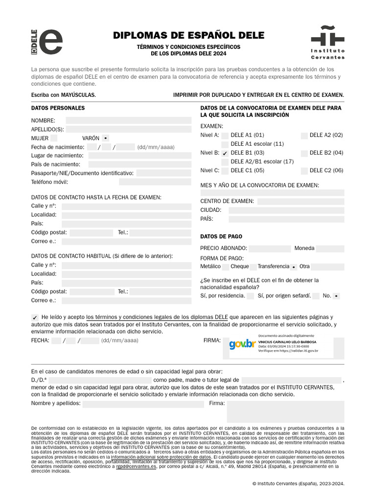 Inscripción DELE 2024: Términos y Condiciones | PDF | España
