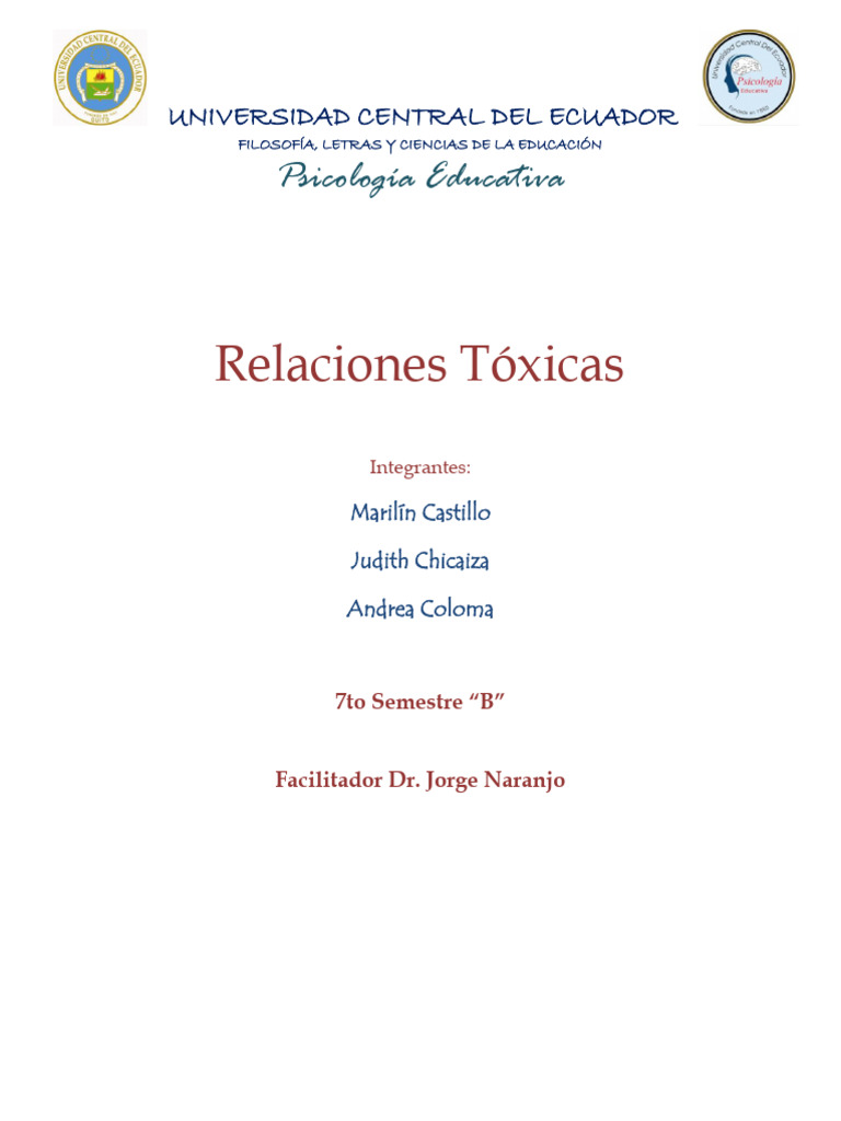 Prevención de Relaciones Tóxicas | PDF | Las emociones | Autoestima